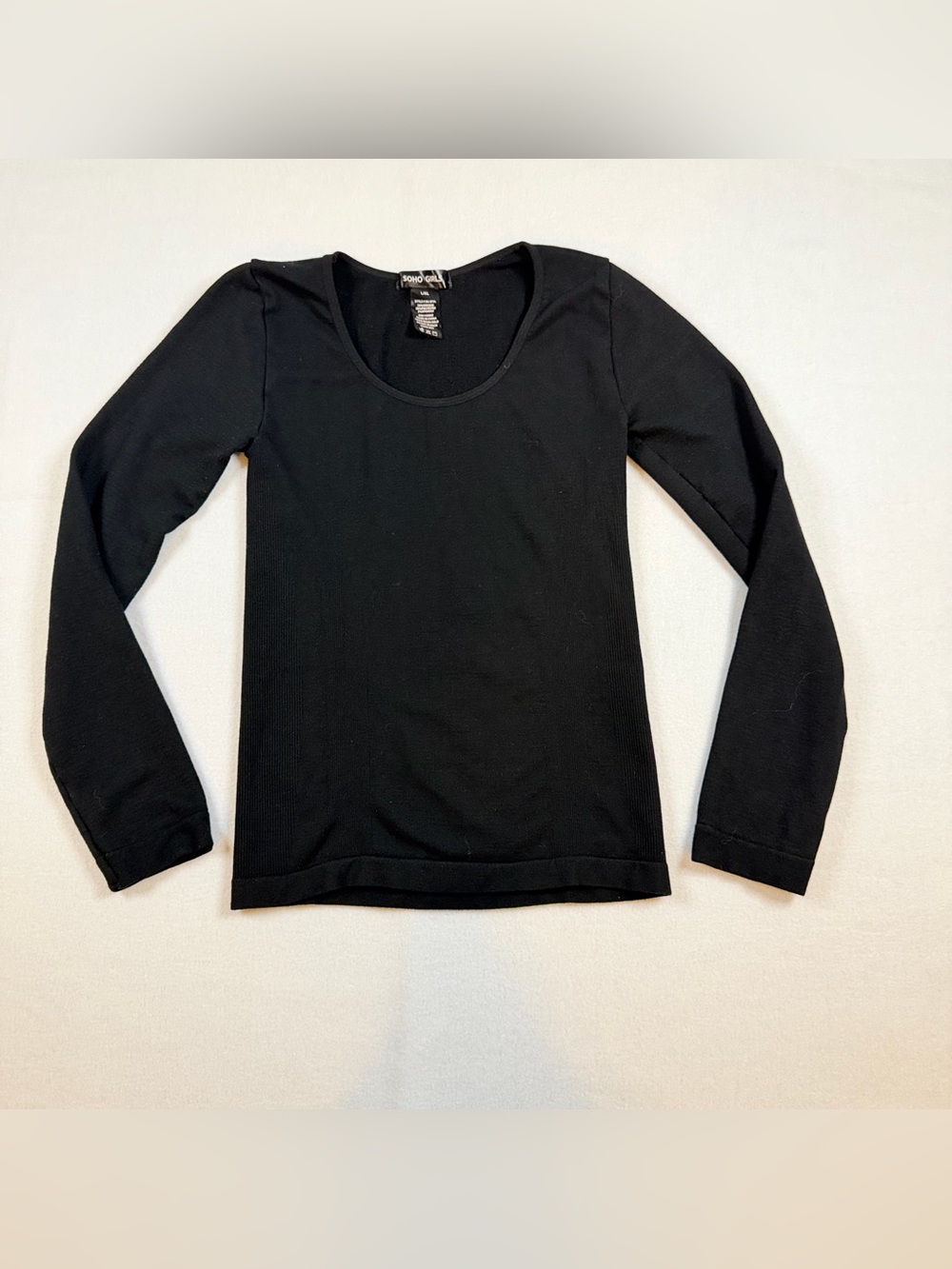 Soho Girls Black Long Sleeve Scoop Neck Tee